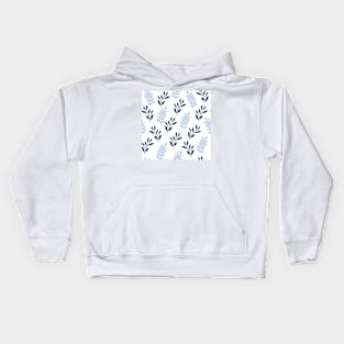 Blue Twigs and Leaf Pattern Kids Hoodie